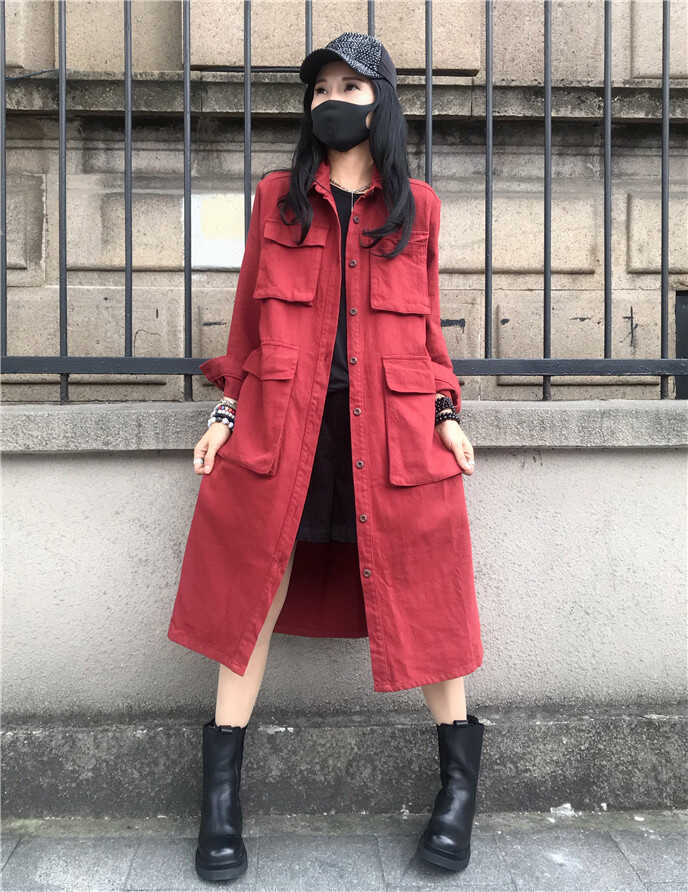 风衣外套女春秋新款中长款宽松大版休闲今年流行翻领百搭时尚女装