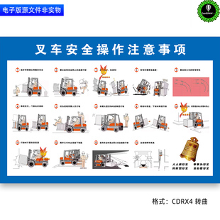 叉车安全操作注意事项展板宣传栏叉车作业规范漫画守则看板素材