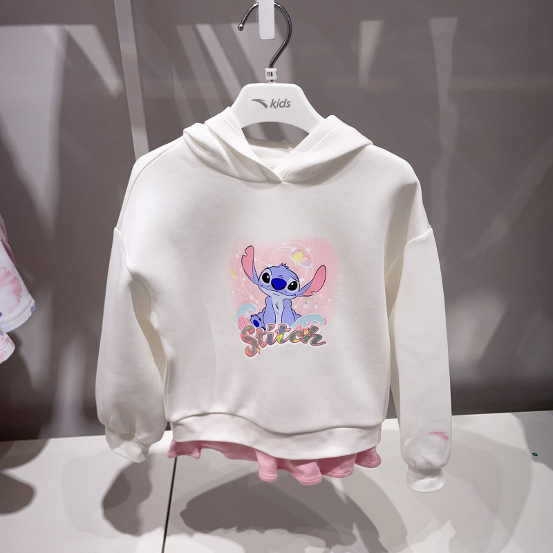 安踏童装儿童套头衫25秋季女小童洋气可爱卡通连帽卫衣 362439730