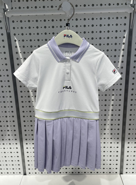 FILA斐乐童装26夏季女小童拼接百褶透气凉感运动连衣裙K61G623302