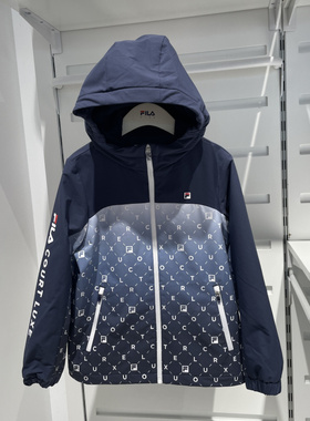 FILA斐乐童装2026春季新款男大童加绒连帽休闲梭织外套K62B613791