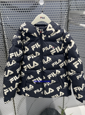 斐乐FILA童装2025冬季新款男童宽松连帽满印潮流羽绒服K61B541928