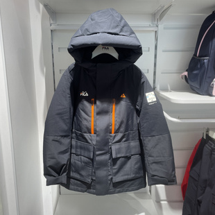 FILA斐乐童装25冬季男大童潮流百搭保暖连帽羽绒服外套K12B543911