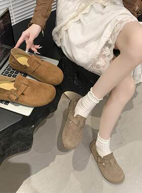 复古厚底全包勃肯鞋女新款秋季配