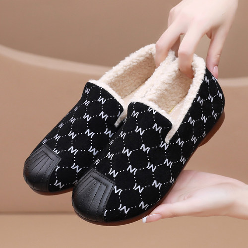 豆豆鞋冬季加绒毛毛棉鞋软底舒适