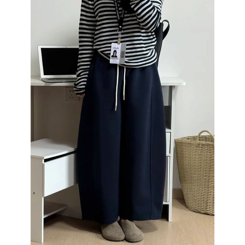 孕妇装特大码300斤哈伦卫裤女秋季新款遮胯显瘦宽松休闲阔腿裤子