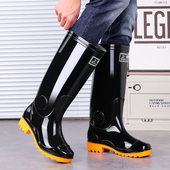 牛筋底加厚高筒雨鞋 男茶色无内里速干适合水产雨靴工地厚底水鞋