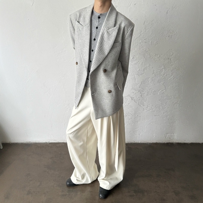 小众设计感山本风毛呢廓形西服