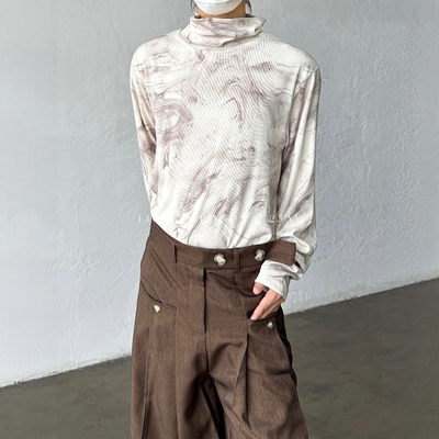 PCGO山本风墨染高领套头针织长袖