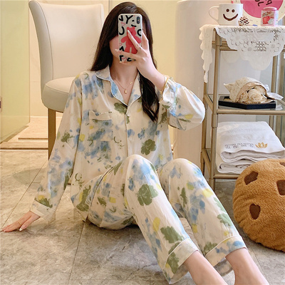 棉绸朵蜜草女绵绸人造棉睡衣套装