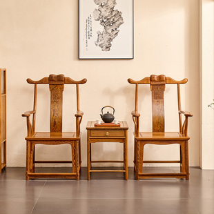 鸡翅木大官帽椅新中式实木太师椅客厅茶室主人椅家用办公宝座椅子