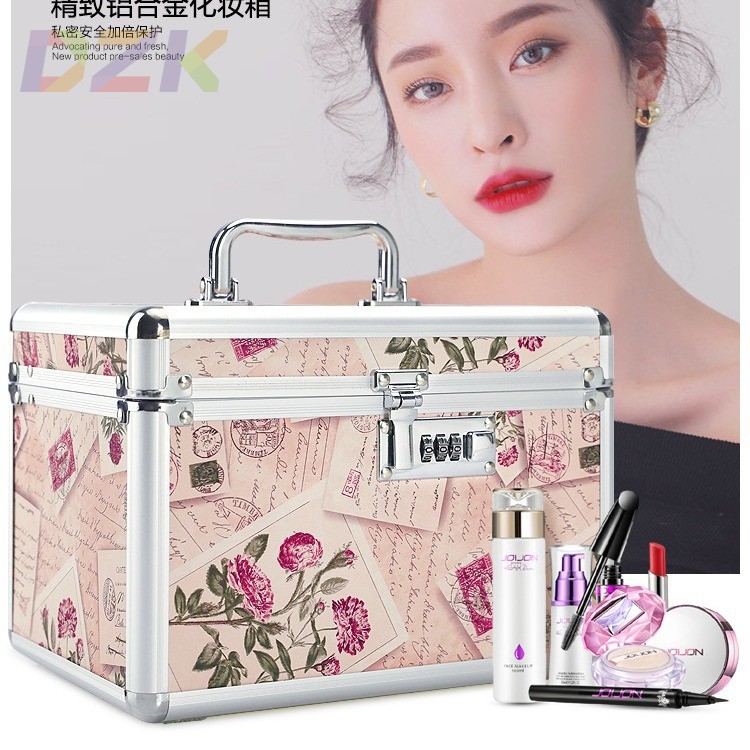 铝合金化妆箱手提双层大容量一体套装带镜子收纳箱密码锁化妆包z3