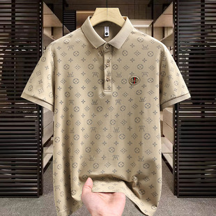 冰丝短袖 修身 香港专柜夏季 t恤男韩版 印花休闲翻领Polo衫 潮牌半袖