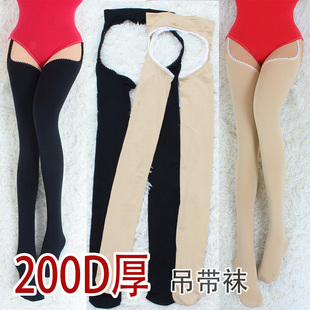 春秋200D厚款 袜天鹅绒黑色性感打底袜子女黑丝 肤肉色性感长筒连裤