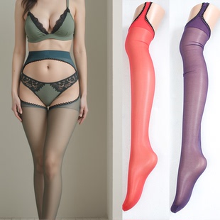 夏黑丝纯欲风女侧面吊带袜薄款 肤色辣妹性感连袜肉色打底袜子彩色