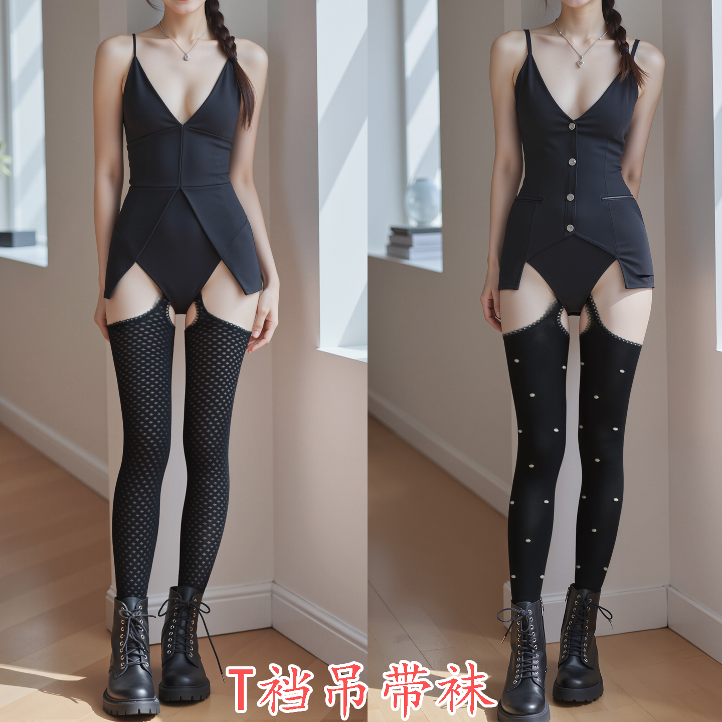 春秋性感镂空裆吊带小花朵雪花