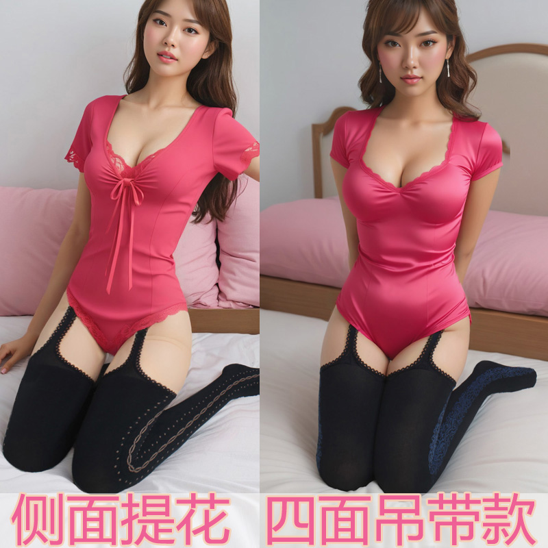 吊带性感诱惑时尚女侧边提花袜高弹力花朵连裤袜复古纹打底袜春秋