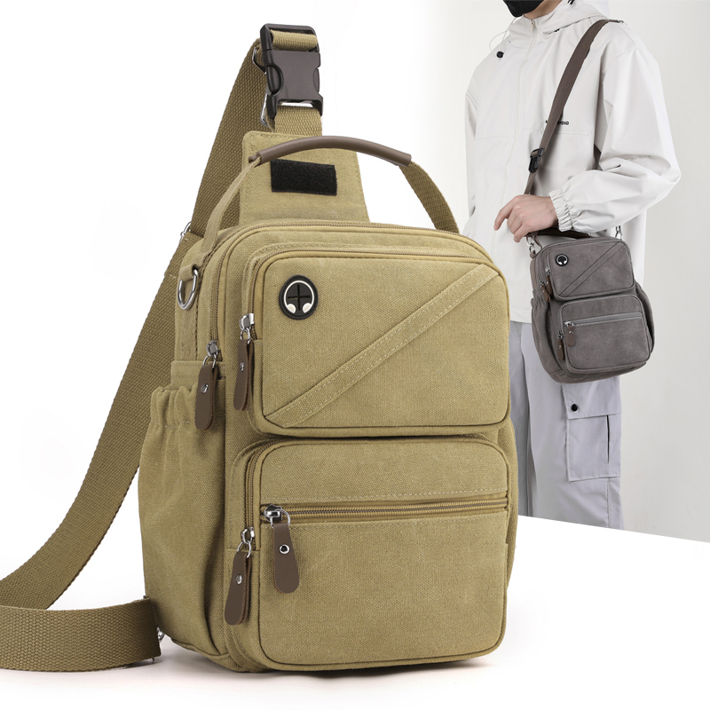 男士帆布多功能胸包小背包