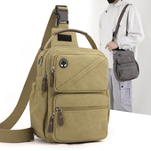 帆布包防水耐磨男士 户外小背包多功能单肩斜挎包多用运动骑行胸包