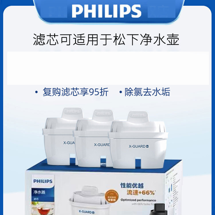 飞利浦适用Panasonic松下TK-EUNP55 EUNP51A净水壶TK-EUNP51W滤芯