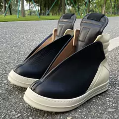 2025Ss Ro Fabled Inverted Triangle High-Top Shoes for Men, Genuine Leather, High Street European and American Trendy Shoes, Thick-Soled Large Platform Shoes