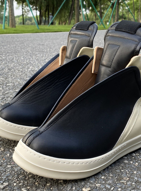 2025ss RO FABLED 倒三角高帮鞋男真皮高街欧美潮鞋厚底大飞机鞋