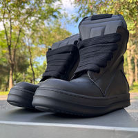 European Station trendy shoes, high-top shoes, men's black and white RO FABLED inverted triangle thick-laced casual shoes, height-increasing genuine leather boots thumbnail 8