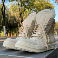 European Station trendy shoes, high-top shoes, men's black and white RO FABLED inverted triangle thick-laced casual shoes, height-increasing genuine leather boots thumbnail 2