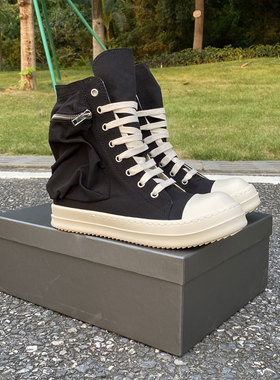 2021RO FABLED 高帮鞋男缎面钱包布袋黑白经典帆布鞋厚底板鞋女鞋