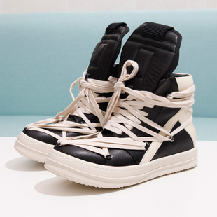 欧美潮鞋 RO FABLED 高帮鞋倒三角五芒星真皮男鞋六芒星几何图形