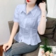 新款 时尚 女夏2023夏季 衬衫 气质减龄收腰显瘦衬衣百搭上衣 抽褶短袖