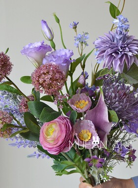 婚庆装饰假花客厅餐桌插花摆件田园风小清新紫色系仿真花假花绢花
