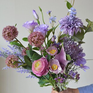 饰假花客厅餐桌插花摆件田园风小清新紫色系仿真花假花绢花 婚庆装