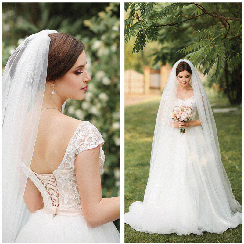 加宽拖尾长款头纱新娘婚礼拍照道具欧美新款超仙单层婚纱头纱头饰