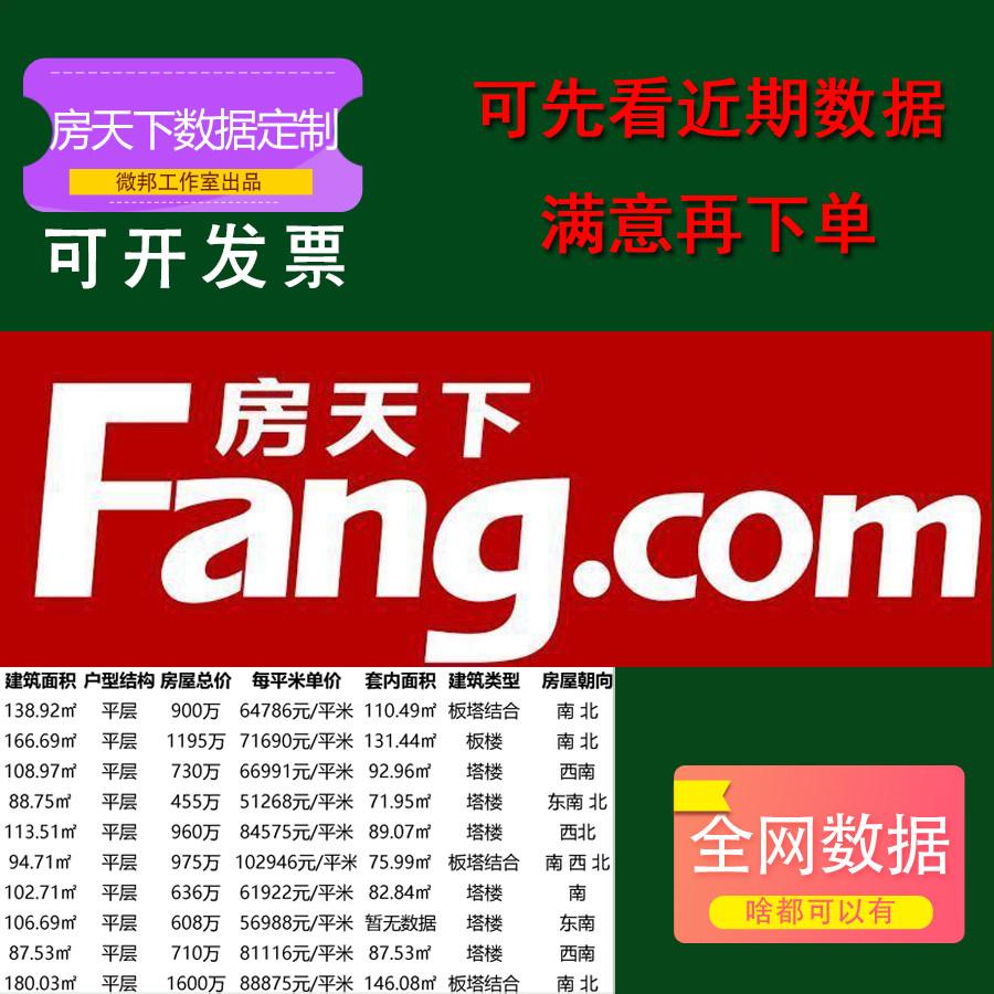 房天下搜房网交易数据二手房在售历史成交租房数据房产交易数据