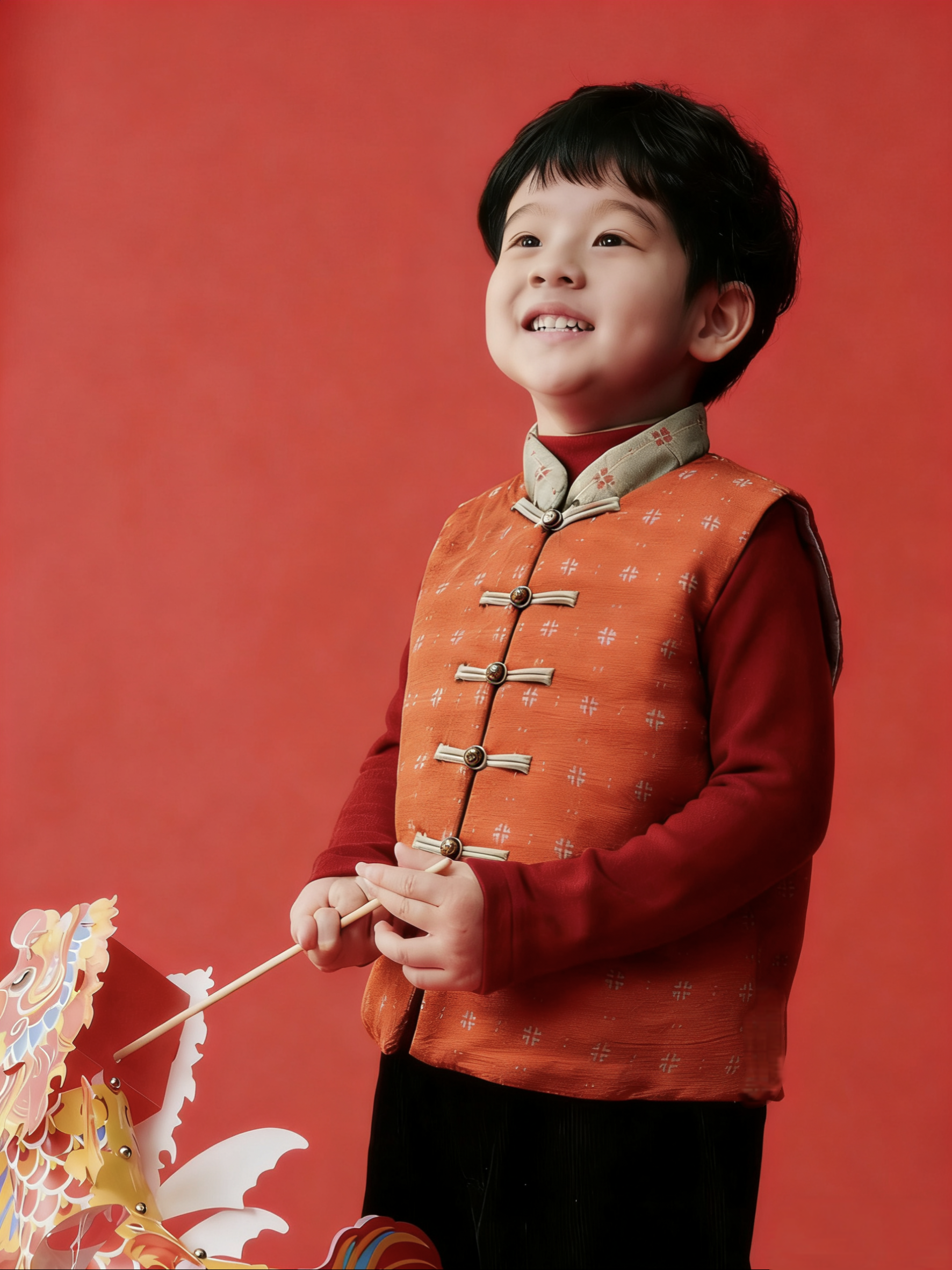 男童袄片半成品拜年服棉马甲儿童汉服唐装棉衣棉袄冬男童亲子装