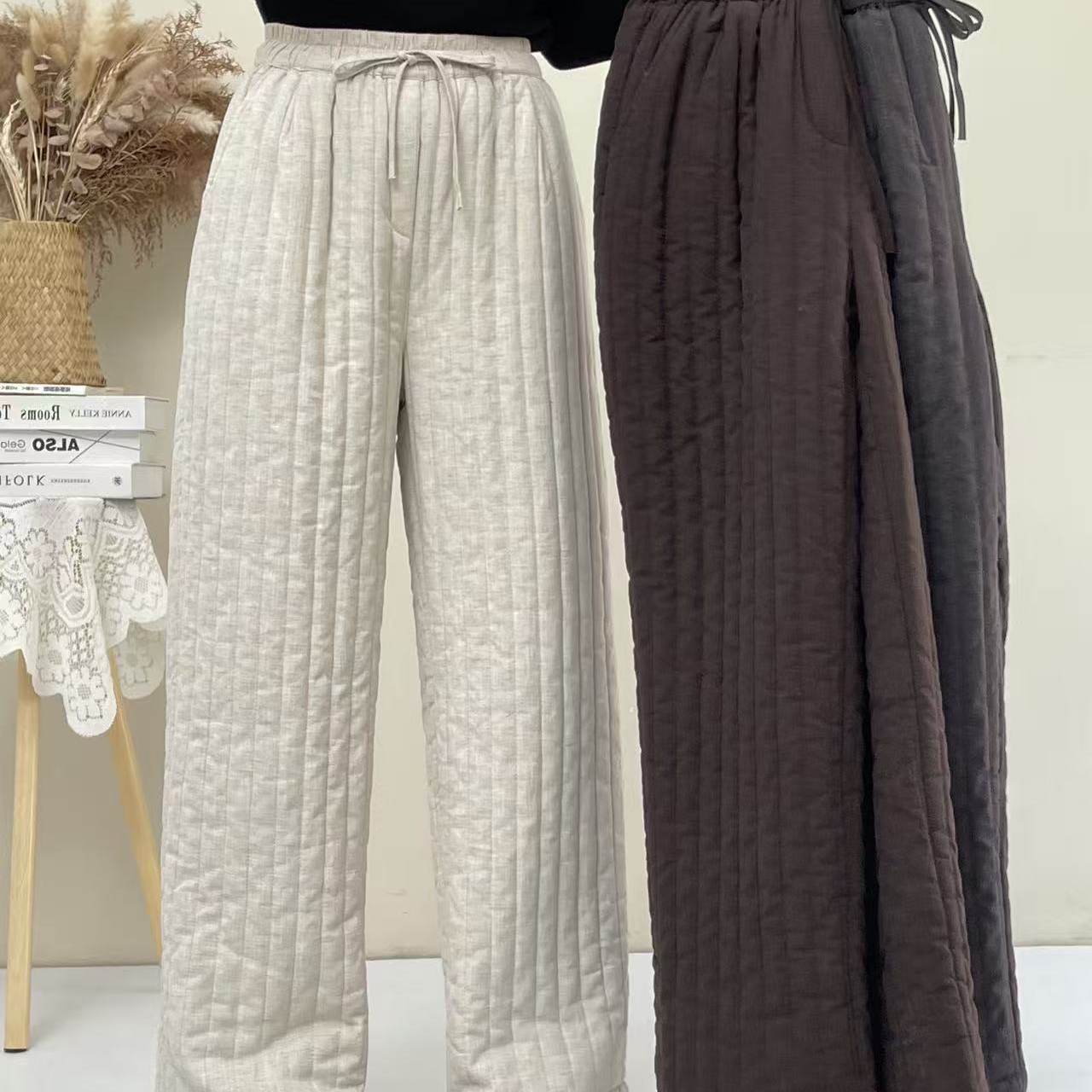 25年冬款纯苎麻冬款直筒裤加厚夹棉保暖女士休闲长裤,女装/女士精品,休闲裤,淘宝优惠券,粉丝福利购,淘宝优惠卷