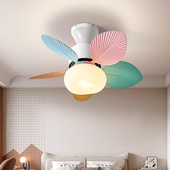 儿童房吊扇灯2024新款 卧室房间女孩彩色全光谱护眼静音一体吊扇灯