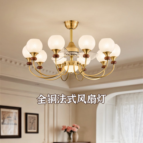 2026新款全铜法式高端吊扇灯