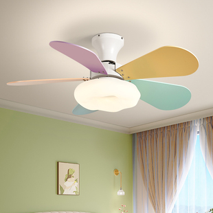 餐厅儿童房木叶风扇灯卧室房间灯风扇一体带灯风扇吊灯2026年新款