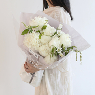 洛施美嘉云间白芍药花束鲜花速递同城配送深圳广州生日祝福小清新