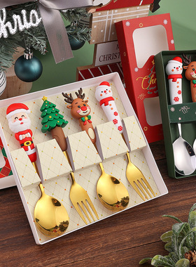 Christmas Spoon and Fork cutlery set gift box圣诞节勺叉套装