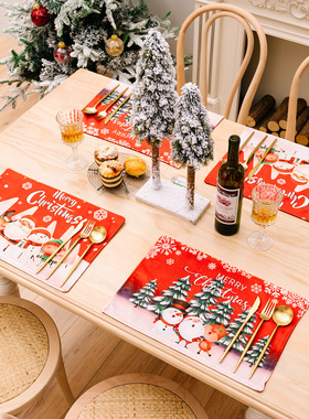 Christmas desktop decoration red figurine placemat圣诞节桌面