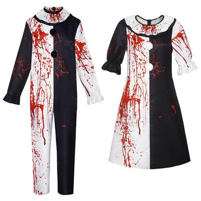 Clown cosplay costume for Halloween, blood stained costume