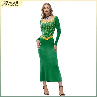 HalloweenPrincessCosplay Stage Performance Green Long Dress