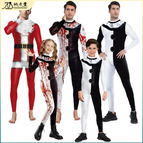 Clown cosplay Halloween bodysuit圣诞万圣节服装恐怖头套小丑服