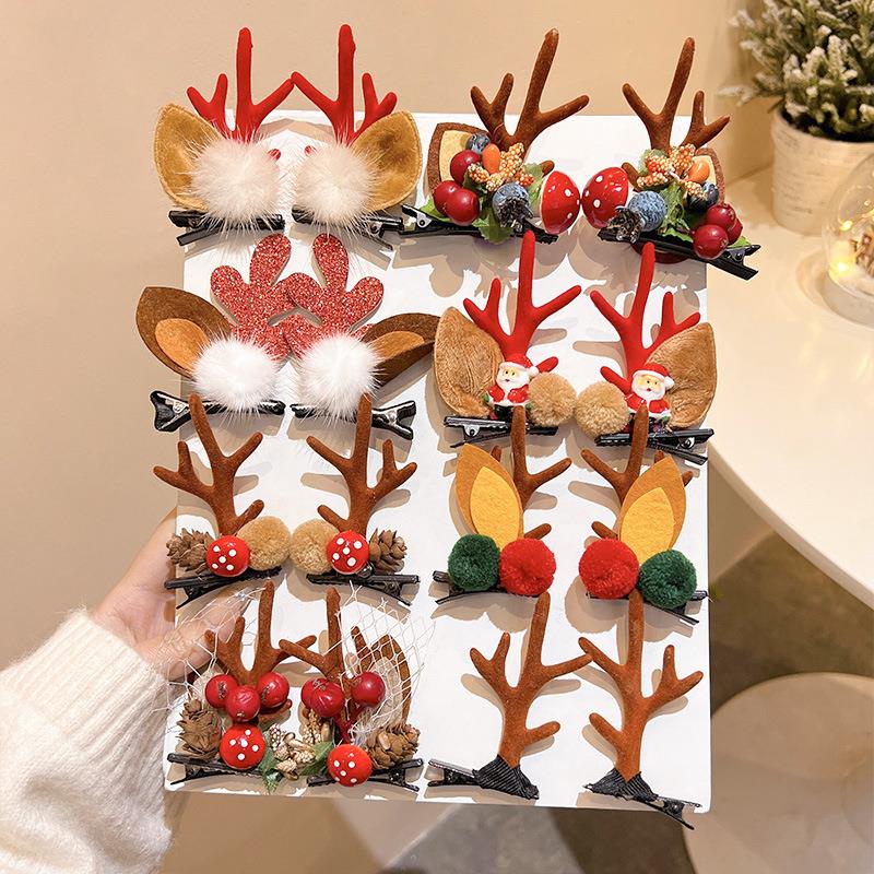 Christmas reindeer hair clip women's holiday photo props发夹