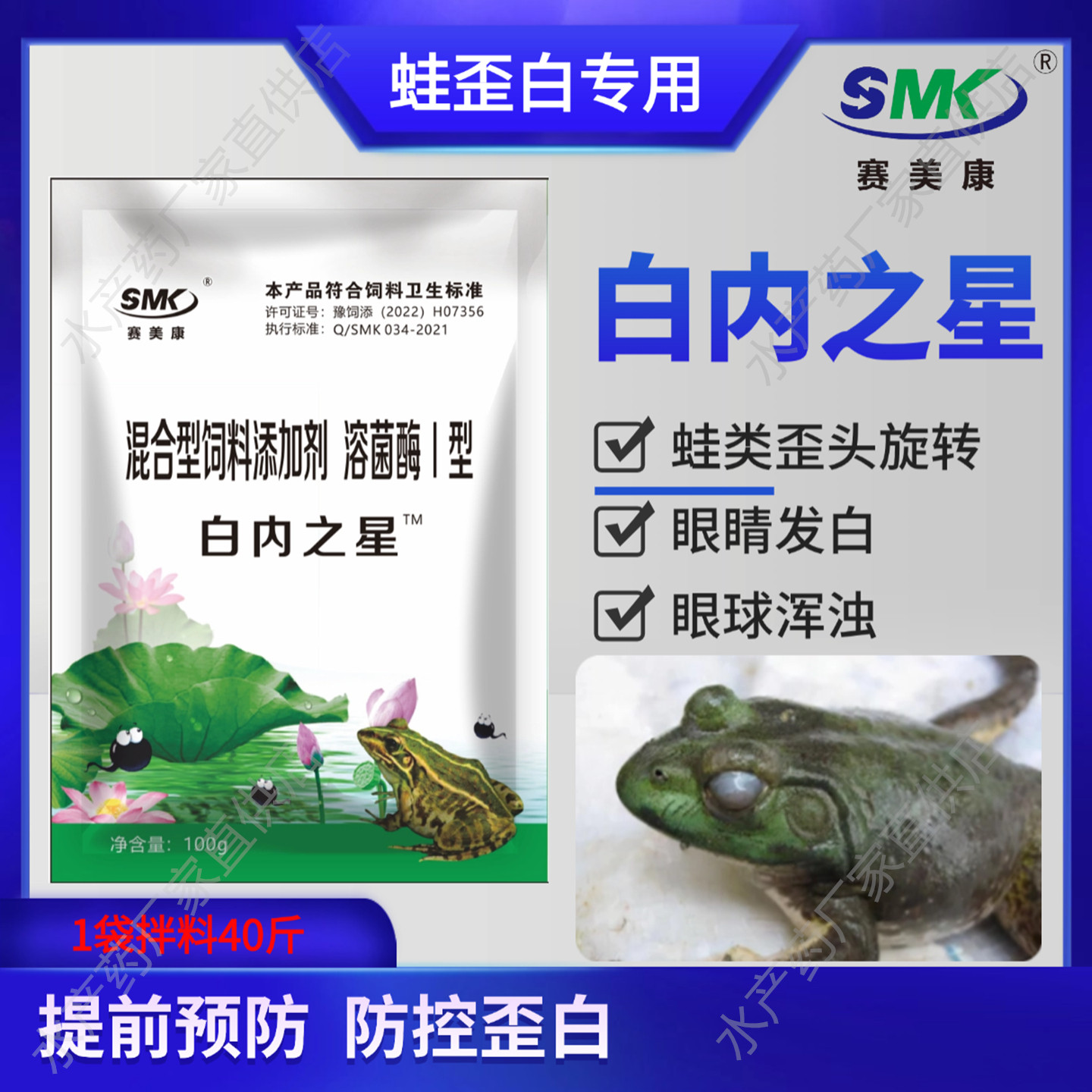 赛美康白内之星蛙歪头白眼睛牛蛙歪脖子泰蛙青蛙眼睛发白转圈仰泳