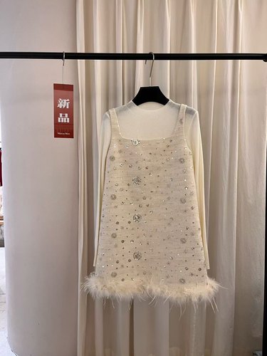 小香风两件套针织衫背心裙套装