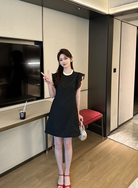 【现货】欧货小香风连衣裙小飞袖设计气质连衣裙时尚甜美裙6208